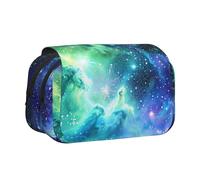 BNVSADC Astuccio a doppio strato con stampa con formula matematica, grande capacità, organizer per studenti, bambini, adolescenti, artisti, viaggi e ufficio, Verde Blu Viola Galaxy, Taglia unica