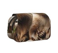 BNVSADC Astuccio a doppio strato con stampa con lontra, grande capacità, organizer per studenti, bambini, adolescenti, artisti, viaggi e ufficio, Graziosa londra., Taglia unica, Astuccio per trucchi