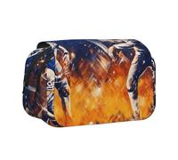 BNVSADC Astuccio a doppio strato con stampa con tramonto sulla spiaggia, organizer per studenti, bambini, adolescenti, artisti, viaggi e ufficio, Gioca Football Galaxy Space, Taglia unica, Astuccio