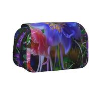 BNVSADC Astuccio a doppio strato con stampa floreale con uccellino viola lavanda floreale stampato - Grande capacità per la scuola organizer per studenti, bambini, adolescenti, artisti, viaggi e