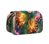 BNVSADC Astuccio a doppio strato con stampa floreale con uccellino viola lavanda floreale stampato - Grande capacità per la scuola organizer per studenti, bambini, adolescenti, artisti, viaggi e