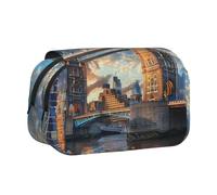 BNVSADC Astuccio a doppio strato con stampa floreale e stampa floreale, grande capacità, organizer per studenti, bambini, adolescenti, artisti, viaggi e ufficio, Bridge a Londra, Taglia unica