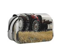 BNVSADC Astuccio a doppio strato con stampa floreale e stampa floreale, grande capacità, organizer per studenti, bambini, adolescenti, artisti, viaggi e ufficio, Trattore Agricoltura Tranquil, Taglia