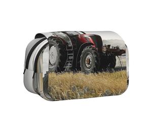 BNVSADC Astuccio a doppio strato con stampa floreale e stampa floreale, grande capacità, organizer per studenti, bambini, adolescenti, artisti, viaggi e ufficio, Trattore Agricoltura Tranquil, Taglia