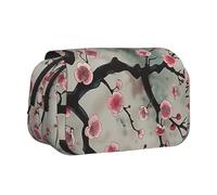 BNVSADC Astuccio a doppio strato con stampa Merry Christmas, con stampa, grande capacità, organizer per studenti, bambini, adolescenti, artisti, viaggi e ufficio, Giapponese Primavera Plum Floreale