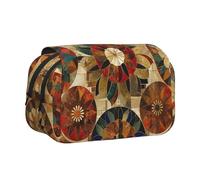 BNVSADC Astuccio a doppio strato con stampa Merry Christmas, con stampa, grande capacità, organizer per studenti, bambini, adolescenti, artisti, viaggi e ufficio, Modello medaglione, Taglia unica