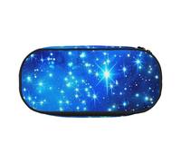 BNVSADC Astuccio blu con stelle brillanti stampate, grazioso astuccio portapenne grande organizer per cancelleria, borsa per il trucco, per adolescenti, ragazzi, ragazze, scuola, studenti, ufficio