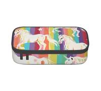 BNVSADC Astuccio con stampa di cervo e cervo a coda di bianco, grazioso astuccio portapenne per ufficio, scuola, cancelleria, organizer per scuola, viaggi, lavoro, Unicorni su strisce colorate, Taglia