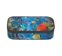 BNVSADC Astuccio con stampa di elefanti, grazioso astuccio portapenne per ufficio, scuola, cancelleria, organizer per scuola, viaggi, lavoro, Delfini Tartaruga Mare Polpo Barriera Corallina, Taglia