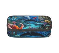 BNVSADC Astuccio con stampa di elefanti, grazioso astuccio portapenne per ufficio, scuola, cancelleria, organizer per scuola, viaggi, lavoro, Polpo della barriera corallina marina dei delfini, Taglia