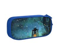 BNVSADC Astuccio con stampa di lucciole e lanterne, grande, per penne e matite, per ufficio e scuola, organizer per cancelleria per ragazze e ragazzi, nero, Blu, Taglia unica, Zaino per la scuola