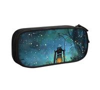 BNVSADC Astuccio con stampa di lucciole e lanterne, grande, per penne e matite, per ufficio e scuola, organizer per cancelleria per ragazze e ragazzi, nero, Nero , Taglia unica, Zaino per la scuola