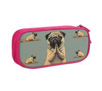 BNVSADC Astuccio grande con stampa carlino yoga astuccio portapenne carino astuccio per ufficio scuola cancelleria organizer per ragazze ragazzi, nero, rosa, Taglia unica, Zaino per la scuola