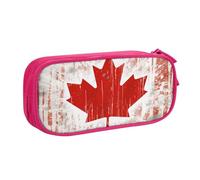 BNVSADC Astuccio grande con stampa con bandiera del Canada, astuccio carino per matite e cancelleria per ufficio e scuola, organizer per ragazze e ragazzi, nero, rosa, Taglia unica, Zaino per la