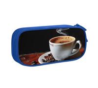 BNVSADC Astuccio grande con stampa di caffè caldo con chicco di caffè, astuccio per penne carino astuccio per ufficio scuola cancelleria organizer per ragazze e ragazzi, nero, Blu, Taglia unica, Zaino