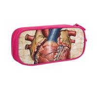 BNVSADC Astuccio grande con stampa di grafici a forma di cuore con anatomia umana, astuccio per matite carino, astuccio per cancelleria per ufficio e scuola, organizer per ragazze e ragazzi, nero