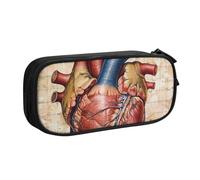 BNVSADC Astuccio grande con stampa di grafici a forma di cuore con anatomia umana, astuccio per matite carino, astuccio per cancelleria per ufficio e scuola, organizer per ragazze e ragazzi, nero