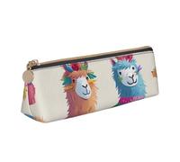 BNVSADC Astuccio in pelle con stampa a triangolo, con bandiera americana, astuccio carino per cancelleria e penne, per scuola, ufficio, viaggi, Alpaca Llama, Taglia unica, Zaino per la scuola