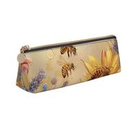 BNVSADC Astuccio in pelle con stampa artistica con girasoli triangolari, astuccio carino per cancelleria, per scuola, ufficio, viaggi, Api Miele Rurale Fiori di Selvaggio, Taglia unica, Zaino per la