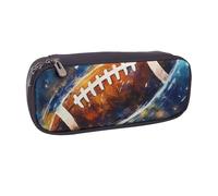 BNVSADC Astuccio in pelle con stampa di football americano Galaxy Space e borsa per il trucco, elegante astuccio per cancelleria per scuola, ufficio, viaggi