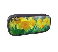 BNVSADC Astuccio in pelle con stampa di narcisi e astuccio per il trucco, elegante astuccio per cancelleria per scuola, ufficio, viaggi