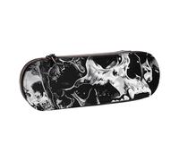 BNVSADC Astuccio in pelle con stampa teschio umano bianco e nero - elegante astuccio rigido per matite, cancelleria organizer per scuola, ufficio, viaggi