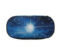 BNVSADC Astuccio per matite blu con stampa a stelle brillanti, grazioso astuccio per penne, organizer per cancelleria, trousse per il trucco, per adolescenti, ragazzi, ragazze, scuola, studenti