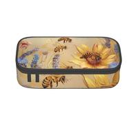 BNVSADC Astuccio per matite con stampa artistica con girasoli, grazioso astuccio portapenne per ufficio, scuola, cancelleria, organizer per scuola, viaggi, lavoro, Api Miele Rurale Fiori di Selvaggio