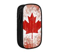 BNVSADC Astuccio per matite con stampa bandiera del Canada, per ragazze e ragazzi, grande capacità, grazioso astuccio per matite per adulti con 2 scomparti, nero, Nero , Taglia unica, Zaino per la