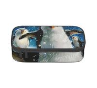 BNVSADC Astuccio per matite con stampa di cervi con frecce di caccia, triangoli, carino, portapenne, astuccio per ufficio, scuola, cancelleria, organizer per scuola, viaggi, lavoro, Pinguino felice