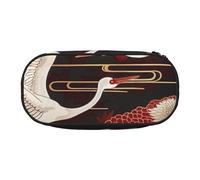 BNVSADC Astuccio per matite con stampa di due gru con crisantemi, grazioso astuccio per penne, grande astuccio per cancelleria, trousse per il trucco, per adolescenti, ragazzi, ragazze, scuola