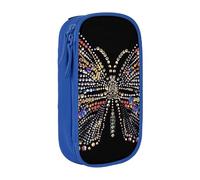 BNVSADC Astuccio per matite con stampa di farfalle e strass, per ragazze e ragazzi, grande capacità, grazioso astuccio per matite per adulti con 2 scomparti, nero, Blu, Taglia unica, Zaino per la