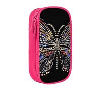 BNVSADC Astuccio per matite con stampa di farfalle e strass, per ragazze e ragazzi, grande capacità, grazioso astuccio per matite per adulti con 2 scomparti, nero, rosa, Taglia unica, Zaino per la