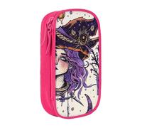BNVSADC Astuccio per matite con stampa di stregoneria magica, disegno bohémien, per ragazze e ragazzi, grande capacità, grazioso astuccio per matite per adulti con 2 scomparti, nero, rosa, Taglia