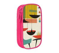 BNVSADC Astuccio per matite con stampa moderna di metà secolo, per ragazze e ragazzi, grande capacità, grazioso astuccio per matite per adulti con 2 scomparti, nero, rosa, Taglia unica, Zaino per la