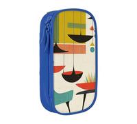 BNVSADC Astuccio per matite con stampa moderna di metà secolo, per ragazze e ragazzi, grande capacità, grazioso astuccio per matite per adulti con 2 scomparti, nero, Blu, Taglia unica, Zaino per la