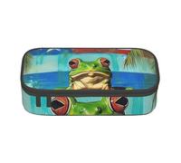 BNVSADC Astuccio rettangolare con stampa artistica con mandala, grazioso astuccio portapenne per ufficio, scuola, cancelleria, organizer per scuola, viaggi, lavoro, Portorico bandiera rana palme