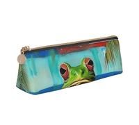 BNVSADC Astuccio rettangolare in pelle con stampa artistica con mandala triangolare, astuccio per matite carino per scuola, ufficio, viaggi, Portorico bandiera rana palme, Taglia unica, Zaino per la