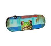 BNVSADC Astuccio rettangolare in pelle con stampa artistica mandala per matite, penne e trucchi, elegante astuccio rigido per cancelleria per scuola, ufficio, viaggi, Portorico bandiera rana palme