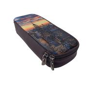 BNVSADC Astuccio rettangolare in pelle PU con stampa artistica mandala, carino, astuccio per matite, penne, cancelleria, trousse per il trucco, per scuola, ufficio, viaggi, Città di New York, Taglia