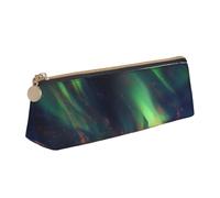 BNVSADC Aurora - Astuccio in pelle con stampa triangolare, astuccio carino per cancelleria e penne, per scuola, ufficio, viaggi