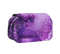 BNVSADC Bellissimo astuccio a doppio strato con stampa di cigni bianchi sul lago, grande capacità, organizer per studenti, bambini, adolescenti, artisti, viaggi e ufficio, Viso Donna Con Glitter Viola