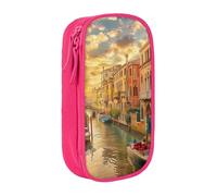 BNVSADC Bellissimo astuccio con stampa di Venezia Canal View, per ragazze e ragazzi, grande capacità, grazioso astuccio per matite per adulti con 2 scomparti, nero, rosa, Taglia unica, Zaino per la