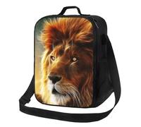 BNVSADC Borsa termica per il pranzo con stampa di leone SciFi, borsa tote per donne e uomini, borsa termica riutilizzabile con tracolla per ufficio, scuola, picnic, spiaggia