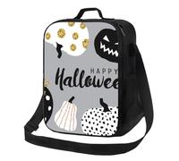 BNVSADC Borsa termica per il pranzo con stampa Happy-Halloween-Day, per donne e uomini, riutilizzabile, con tracolla, per ufficio, scuola, picnic, spiaggia