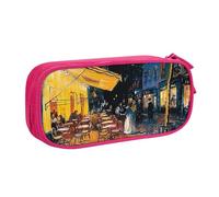 BNVSADC Cafe Terrace at Night - Astuccio grande con stampa, per penne e matite, per ufficio e scuola, organizer per cancelleria per ragazze e ragazzi, nero, rosa, Taglia unica, Zaino per la scuola
