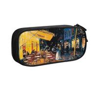 BNVSADC Cafe Terrace at Night - Astuccio grande con stampa, per penne e matite, per ufficio e scuola, organizer per cancelleria per ragazze e ragazzi, nero, Nero , Taglia unica, Zaino per la scuola