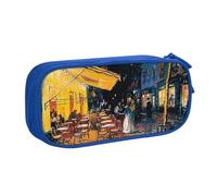 BNVSADC Cafe Terrace at Night - Astuccio grande con stampa, per penne e matite, per ufficio e scuola, organizer per cancelleria per ragazze e ragazzi, nero, Blu, Taglia unica, Zaino per la scuola