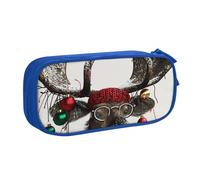 BNVSADC Divertente astuccio con stampa di alce natalizia, grande astuccio portapenne carino astuccio per ufficio scuola cancelleria organizer per ragazze e ragazzi, nero, Blu, Taglia unica, Zaino per