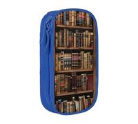 BNVSADC Library Bookshelf Book Printed Pencil Case per ragazze e ragazzi, grande capacità, grazioso astuccio per matite per adulti con 2 scomparti, nero, Blu, Taglia unica, Zaino per la scuola
